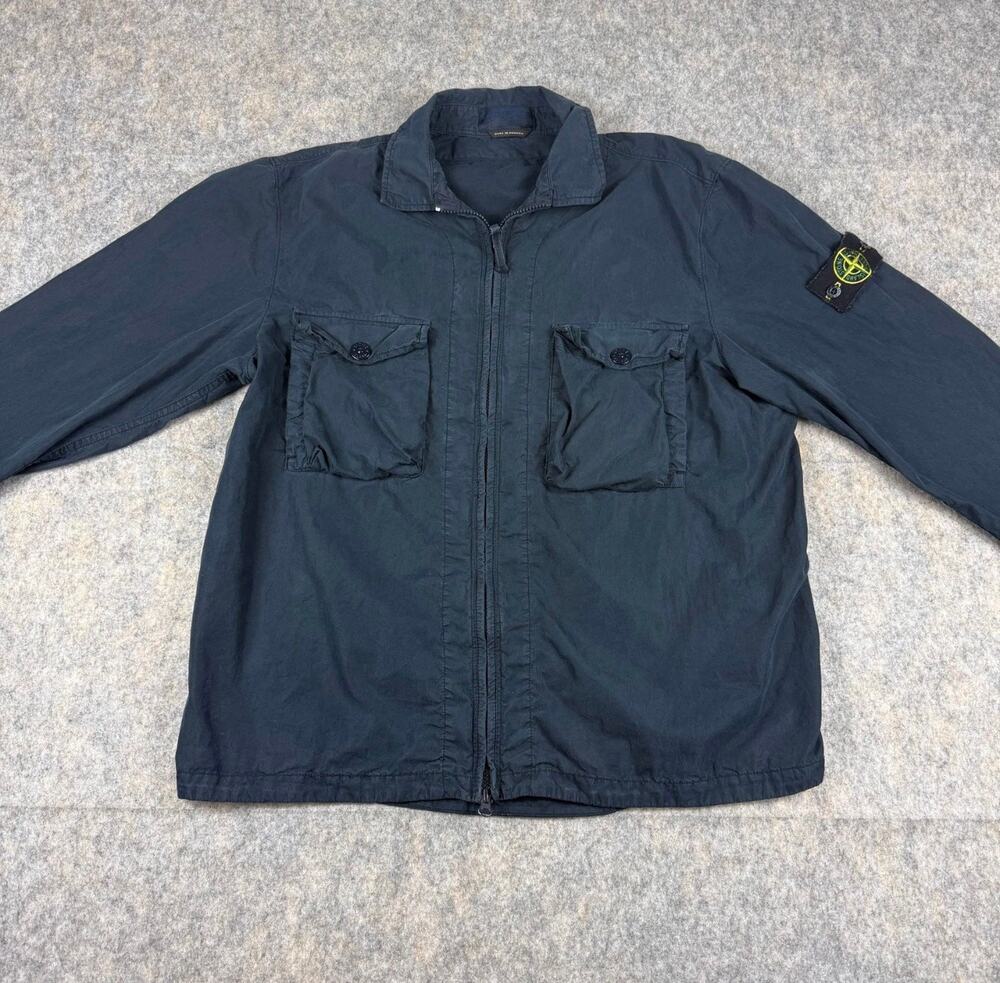 Stone Island Ghost Navy Zip Up Overshirt Light Jacket